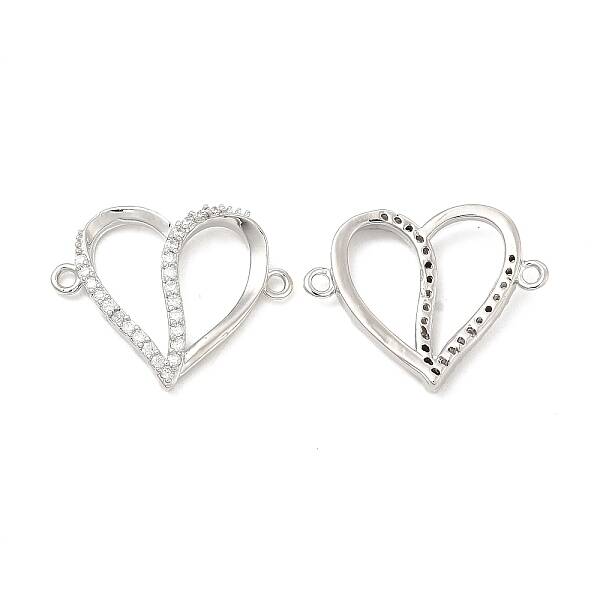 Brass Micro Pave Clear Cubic Zirconia Connector Charms