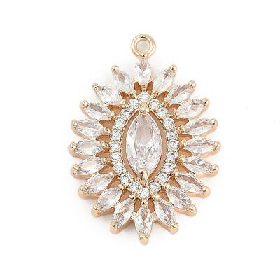 Brass Micro Pave Cubic Zirconia with Glass Pendants