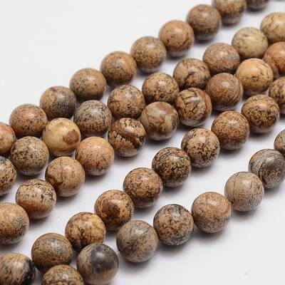 Round Natural Picture Jasper Bead Strands