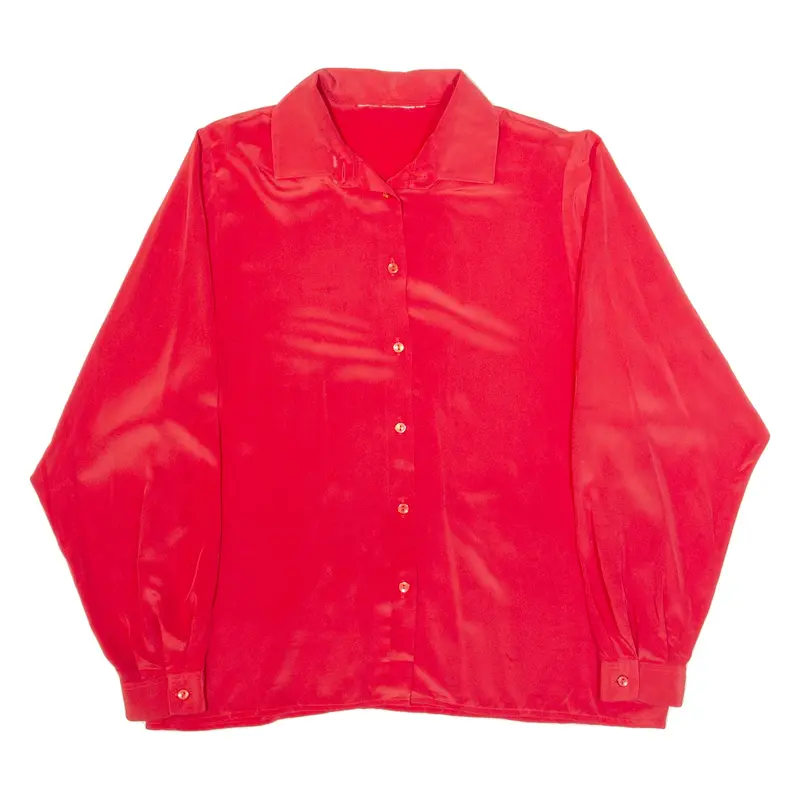 Womens Shirt Red Collared Long Sleeve L