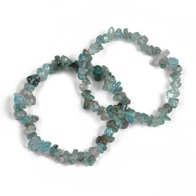 Unisex Chip Natural Apatite Beaded Stretch Bracelets