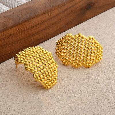 Hollow Camber Brass Stud Earrings