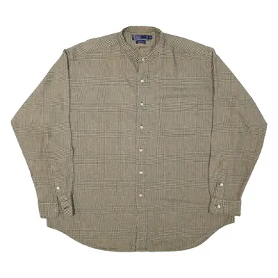 RALPH LAUREN Postboy Check Mens Shirt Beige Houndstooth Long Sleeve XL