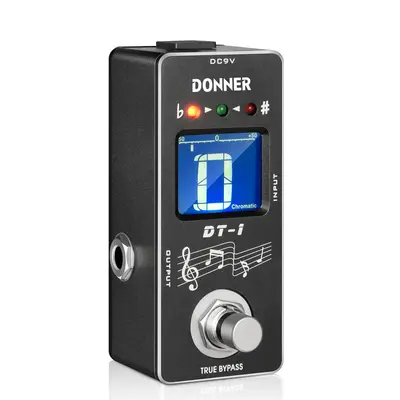 Donner DT-1 2-Mode Tuner Pedal Chromatic LCD Screen Pitch Indicator for Guitar Bass True Bypass