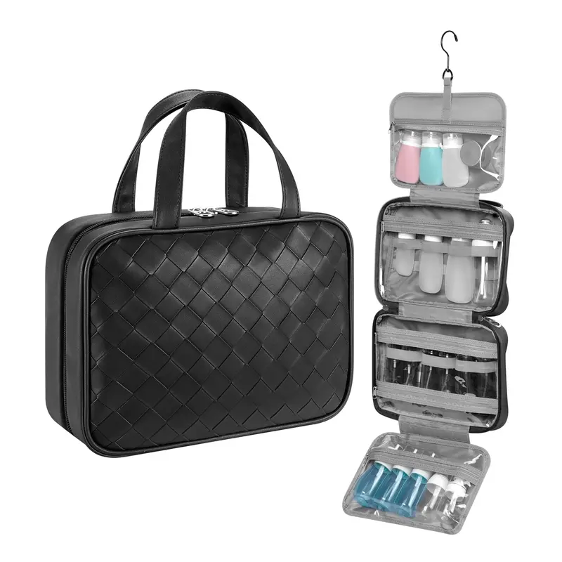 Versatile Travel Toiletries Organizer - Neatly Stores Toiletries & Cosmetics with Secure Hooks and Water-Resistant Fabric - S...