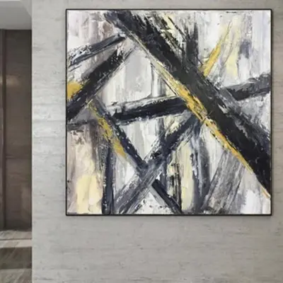 Abstract Painting Black White Artwork Canvas Decor Abstract Canvas Painting Black and White Abstract Fine Art Decor Large Can...