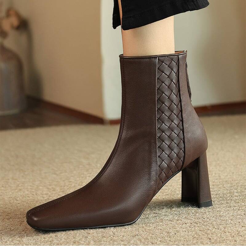 CHIKO Anny Square Toe Chunky Heels Ankle Boots