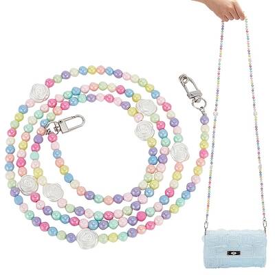 Rainbow Macaron Color Resin Round & Rose Beaded Mobile Phone Straps