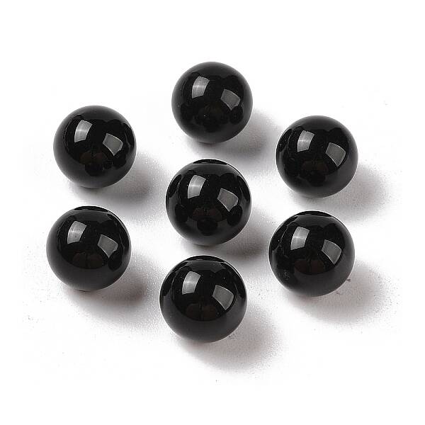 Natural Obsidian No Hole Sphere Beads