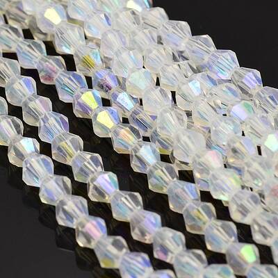 Faceted Bicone Electroplate Glass Beads Strands