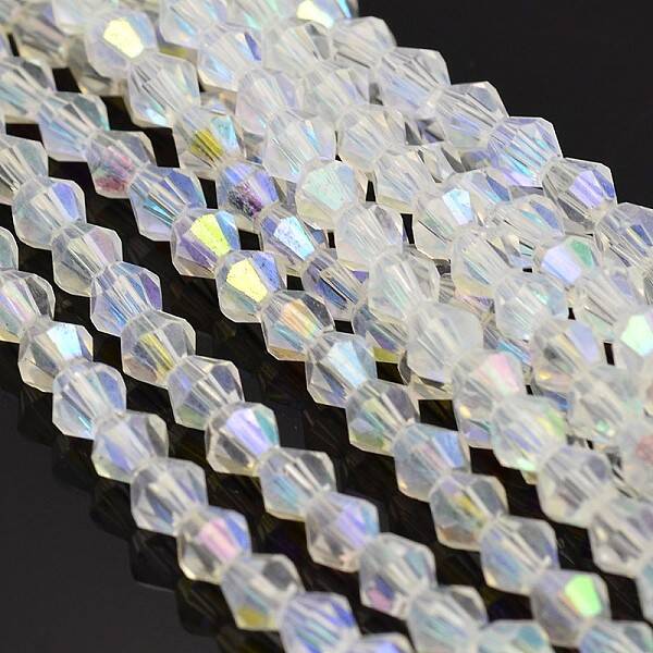 Faceted Bicone Electroplate Glass Beads Strands