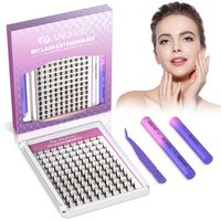 ANURAG Lash Extension Kit 140pcs Wispy Lash Clusters Kit 9-17mm Natural Cluster Eyelash Extensions with Lash Bond and Seal an...