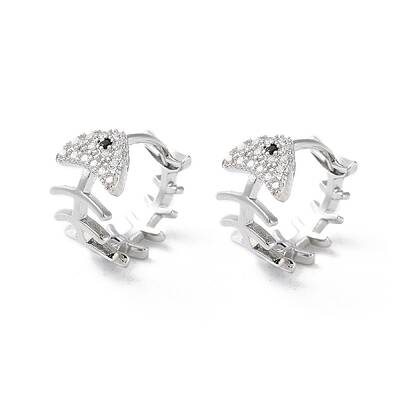 Brass Micro Pave Cubic Zirconia Hoop Earrings