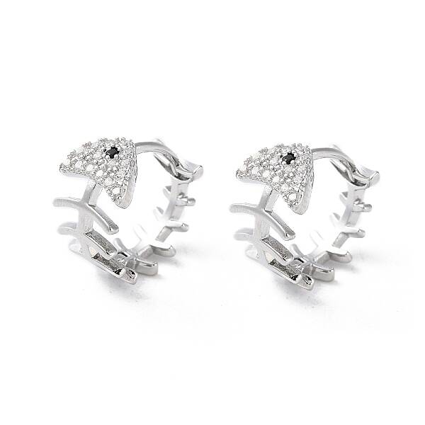 Brass Micro Pave Cubic Zirconia Hoop Earrings