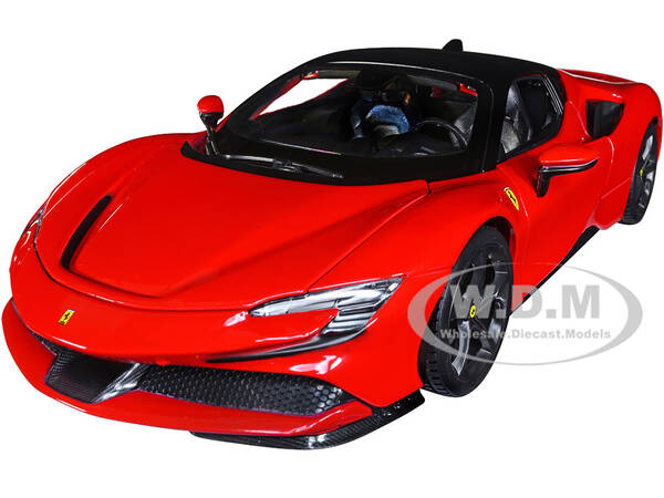 Ferrari SF90 Stradale Red with Black Top Race + Play Series 1/18 Diecast Model Car by Bburago