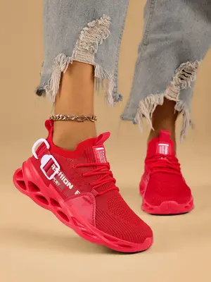 Women's Fashion Letter Print Lace Up Low Top Sneakers, Casual Breathable Pu Leather Comfortable Sports Shoes, Female All-matc...