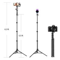 6.3ft Adjustable Tripod Stand for gimbals,phones,cameras, Extendable Height with Phone Holder