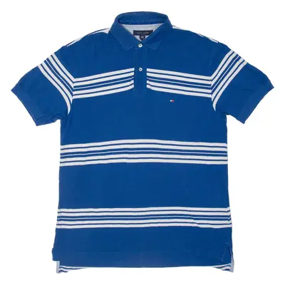 TOMMY HILFIGER Mens Polo Shirt Blue Striped L