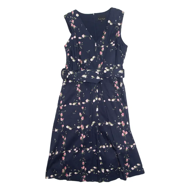 PHASE EIGHT Womens Day Dress Blue Floral Sleeveless Midi UK 18