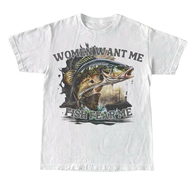 Women Want Me Fish Fear Me Vintage T-Shirt, Sarcastic T Shirt, Retro Drawing T Shirt, Meme T Shirt, Unisex Tee, Fisher Shirt,...
