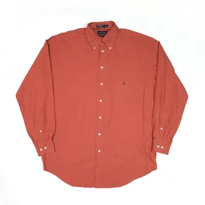 NAUTICA Plain Shirt Maroon Long Sleeve Mens XL