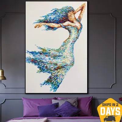Original Abstract Dancing Girl Impasto Painting On Canvas Creative Oil Abstract Fine Art Handmade Artwork | WIND DANCE 40&quo...