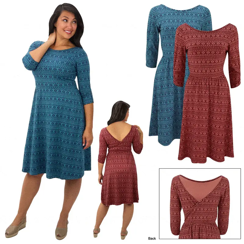Organic V-Back Wrap Dress - Dark Pink - L