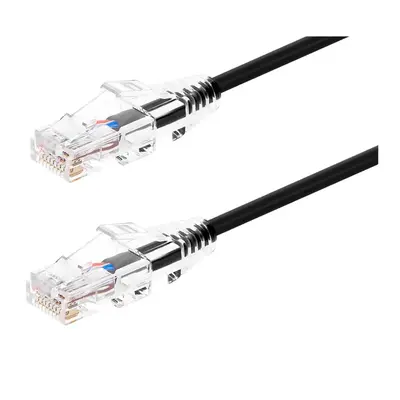 34640 Monoprice Cat6 Component Level Ethernet Cable SlimRun Pure Bare Copper UTP 28AWG 550MHz Snagless RJ45 50ft Black