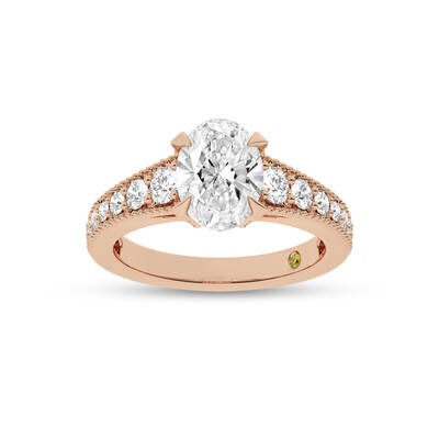 Pixie Tapered Milgrain Oval Lab Diamond Engagement Ring | 10K Rose Gold 3 5/8 CT. TW.