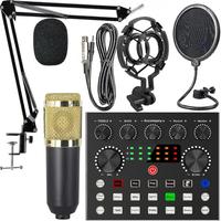 Professional Podcast Studio Equipment Set, USB Rechargeable Condenser Microphone & Audio Interface & Sound Card, Live Streami...