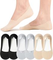 Socks Womens Non Slip Low Cut Invisible Liner Footies Thin Silk Socks for Flats Loafers Lightweight 6 Pairs Womenswear Boat  ...