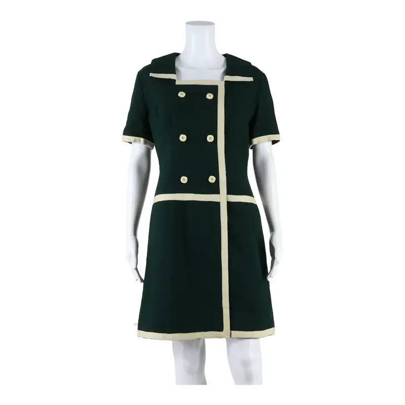 JANINE JUNIOR Paris Womens Shift Dress Green Short Sleeve Knee Length M