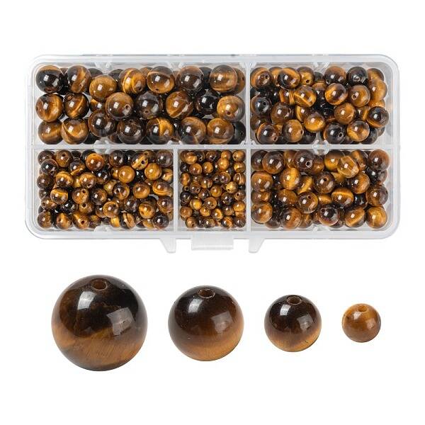 340Pcs 4 Style Grade A+ Natural Tiger Eye Beads