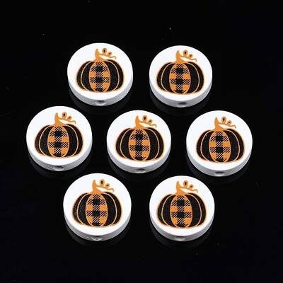 Autumn Theme Printed Natural Wood Beads