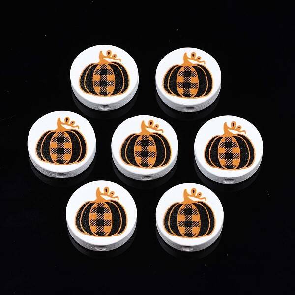 Autumn Theme Printed Natural Wood Beads