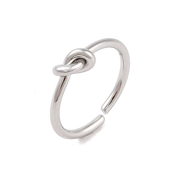 Non-Tarnish Simple Knotted 304 Stainless Steel Open Cuff Ring for Women Men