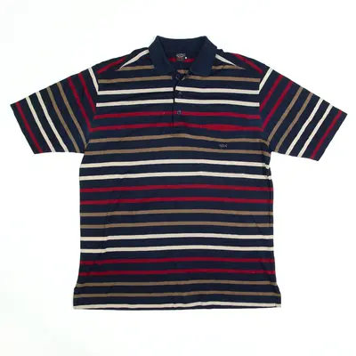 PAUL & SHARK YACHTING Polo Shirt Blue Striped Short Sleeve Mens XL