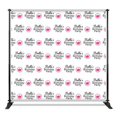 Aperturee Pink Crown Custom Birthday Step And Repeat Banner, 4X8FT(1.2X2.5M), 42 USD, step and repeat backdrops, CF1_DZCJ8N04...