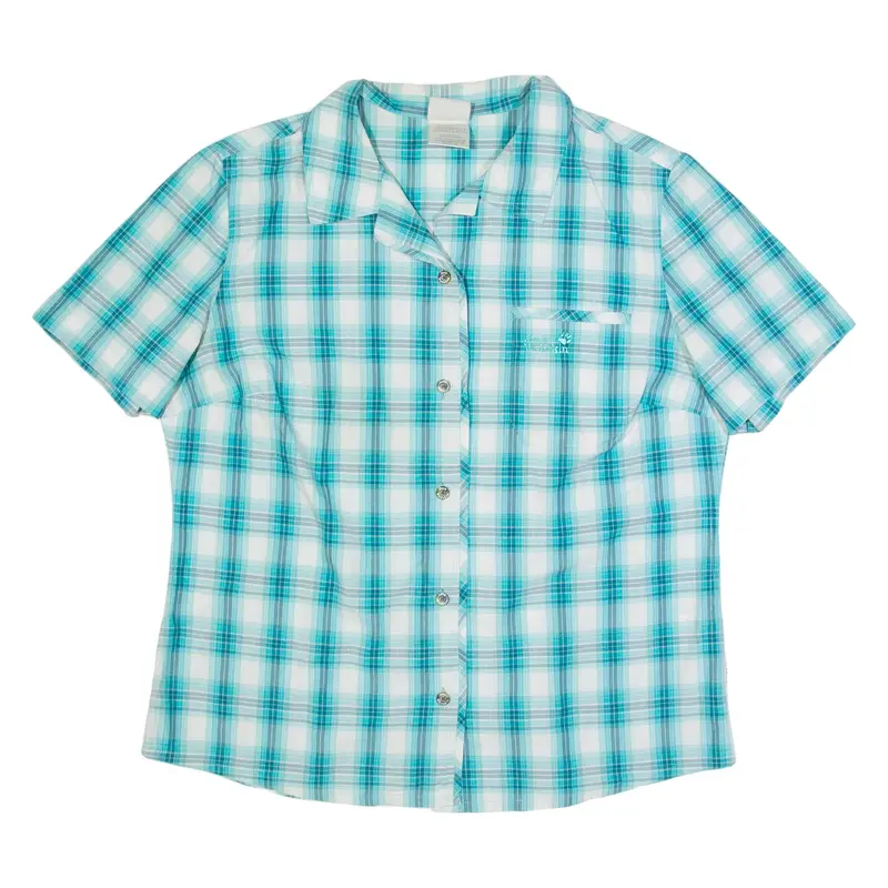 JACK WOLFSKIN Womens Printed Shirt Blue Collared Check UK 16