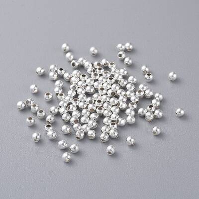 Silver Color Plated Round Iron Spacer Beads