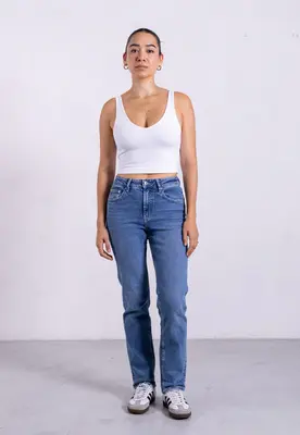 Organic Cotton V-Neck Cropped Tank Top, White | Size: S