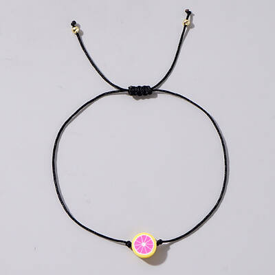 Fruit Lemon Polymer Clay Braided Bead Bracelets