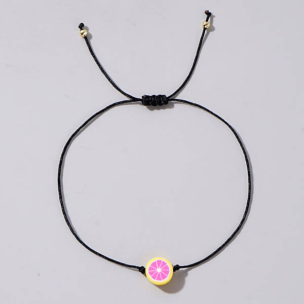 Fruit Lemon Polymer Clay Braided Bead Bracelets
