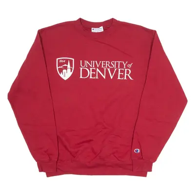 CHAMPION University Of Denver Mens Sweatshirt Red Crew Neck M
