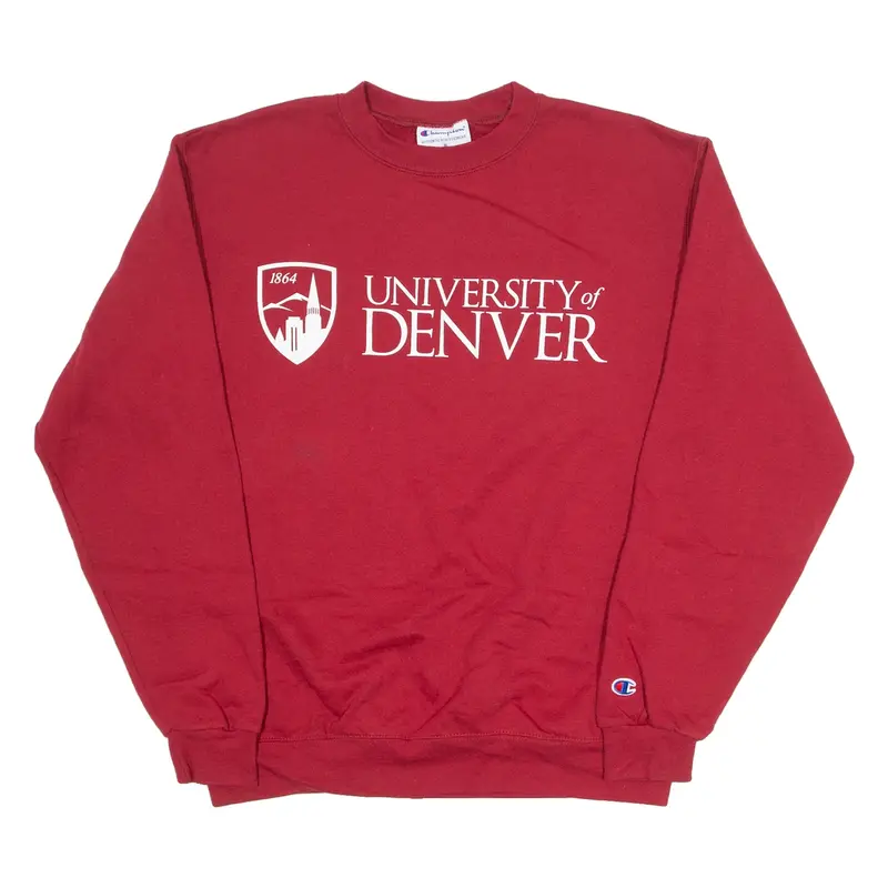 CHAMPION University Of Denver Mens Sweatshirt Red Crew Neck M