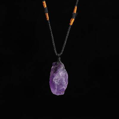 Natural Raw Amethyst Nugget Pendant Necklaces