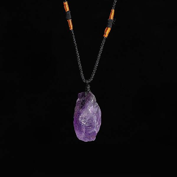 Natural Raw Amethyst Nugget Pendant Necklaces