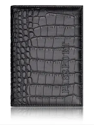 【Clearance】 Crocodile Embossed Pu Leather Travel Passport Holder, Minimalist Plain Passport Cover for Women & Men, Slim T...