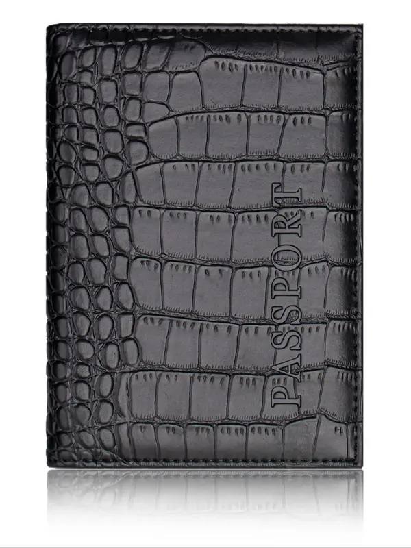 【Clearance】 Crocodile Embossed Pu Leather Travel Passport Holder, Minimalist Plain Passport Cover for Women & Men, Slim T...