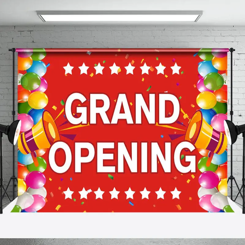 Colorful Balloons Grand Opening Celebration Excited Backdrop